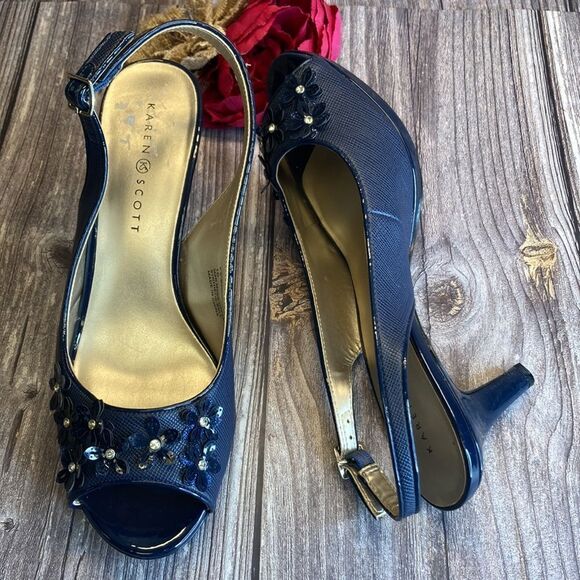 KAREN SCOTT Bronaa Blue Sling-Back Pumps 10M - Picture 3 of 10